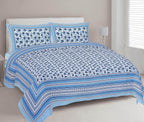 Rudra Bazaar Blue 210 TC Cotton Double King Bedsheet With 2 Pillow Covers - Distacart