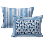 Rudra Bazaar Blue 210 TC Cotton Double King Bedsheet With 2 Pillow Covers - Distacart
