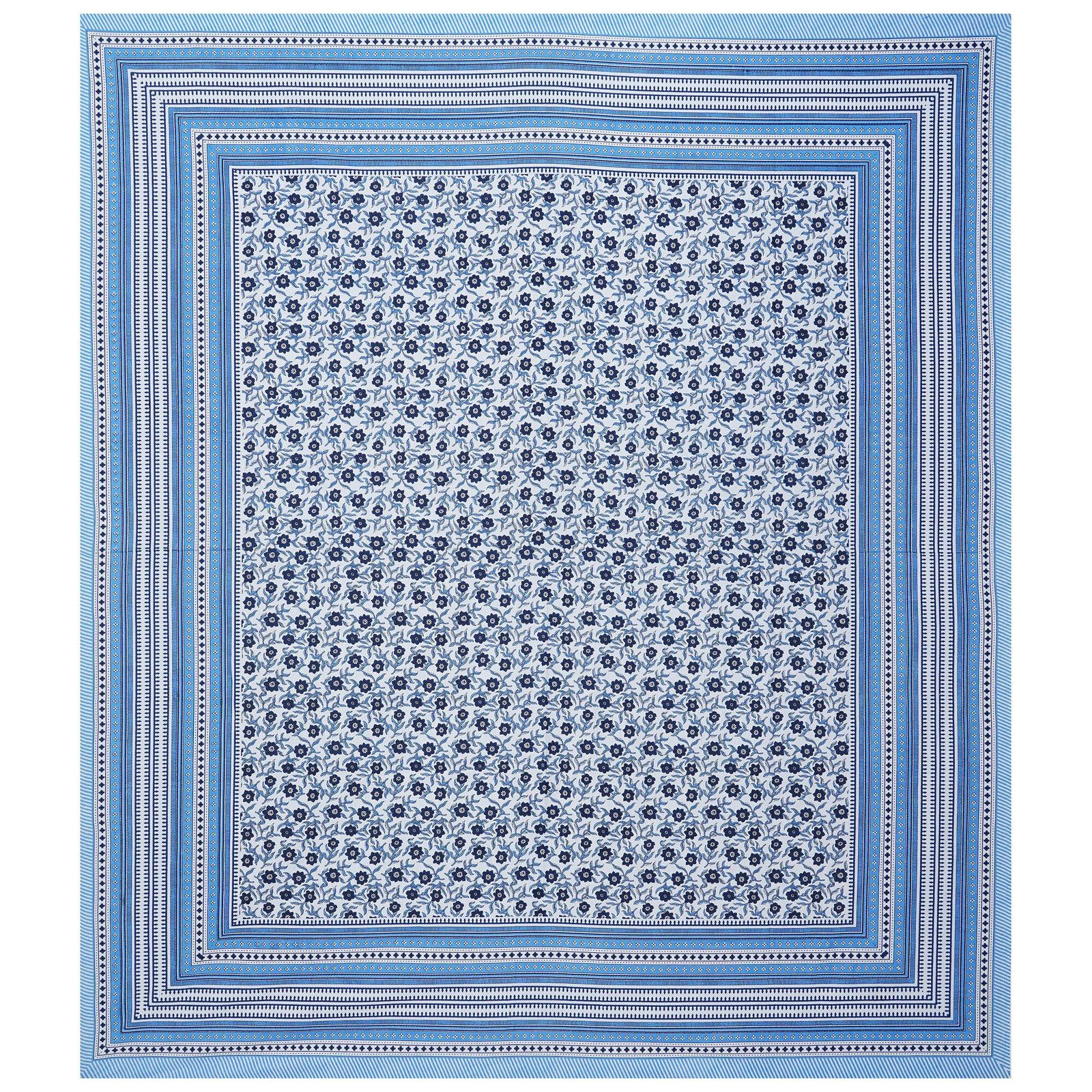 Rudra Bazaar Blue 210 TC Cotton Double King Bedsheet With 2 Pillow Covers - Distacart