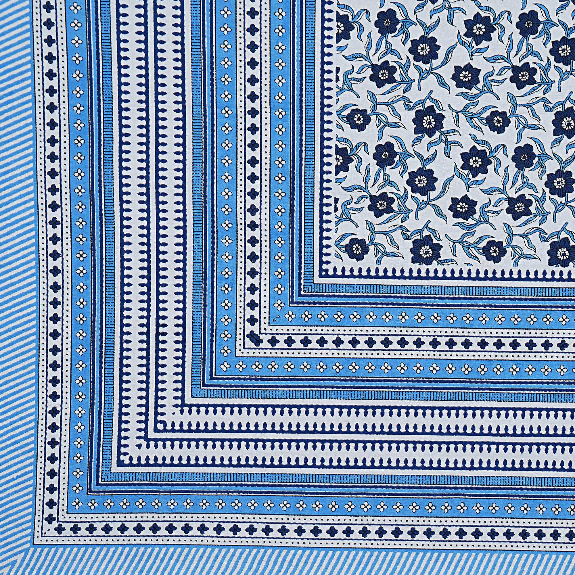 Rudra Bazaar Blue 210 TC Cotton Double King Bedsheet With 2 Pillow Covers - Distacart