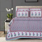 Rudra Bazaar Sea Green 210 TC Cotton Double King Bedsheet With 2 Pillow Covers - Distacart
