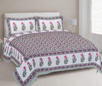 Rudra Bazaar Green 210 TC Cotton Double King Bedsheet With 2 Pillow Covers - Distacart