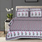 Rudra Bazaar Green 210 TC Cotton Double King Bedsheet With 2 Pillow Covers - Distacart