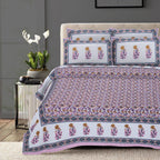 Rudra Bazaar Pink 210 TC Cotton Double King Bedsheet With 2 Pillow Covers - Distacart