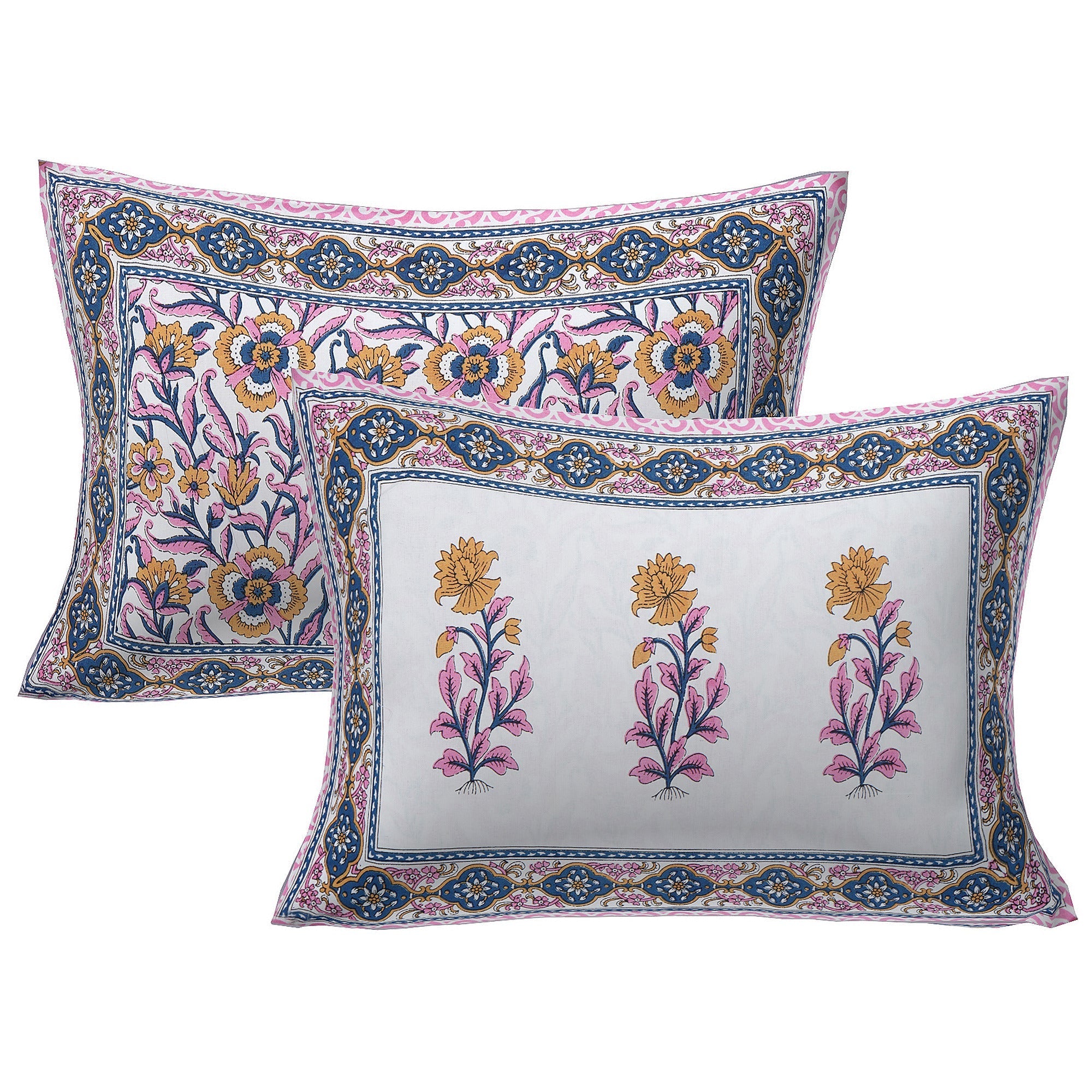 Rudra Bazaar Pink 210 TC Cotton Double King Bedsheet With 2 Pillow Covers - Distacart