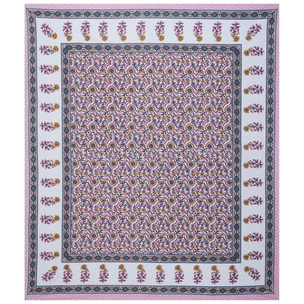 Rudra Bazaar Pink 210 TC Cotton Double King Bedsheet With 2 Pillow Covers - Distacart