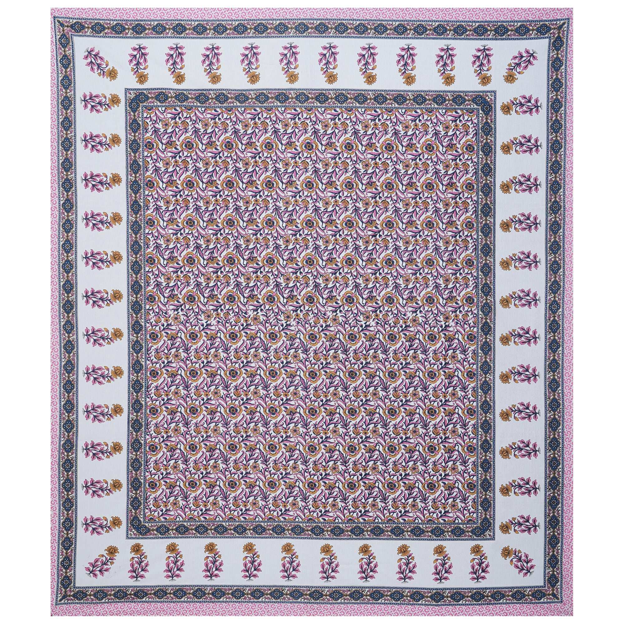 Rudra Bazaar Pink 210 TC Cotton Double King Bedsheet With 2 Pillow Covers - Distacart