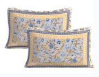 Rudra Bazaar Blue 210 TC Cotton Double King Bedsheet With 2 Pillow Covers - Distacart