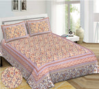 Rudra Bazaar Brown 210 TC Cotton Double King Bedsheet With 2 Pillow Covers - Distacart