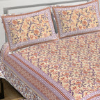 Rudra Bazaar Brown 210 TC Cotton Double King Bedsheet With 2 Pillow Covers - Distacart