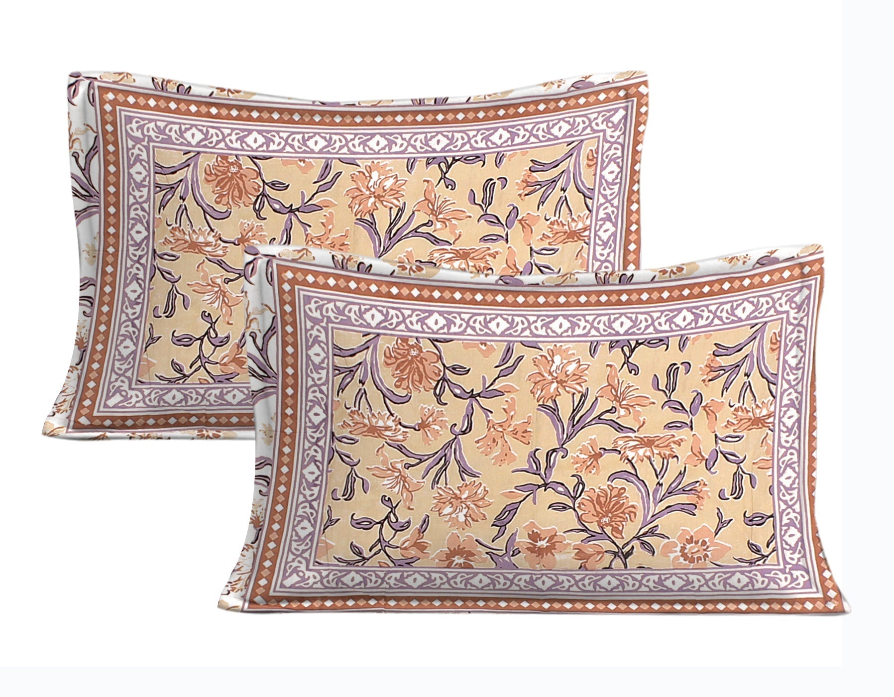 Rudra Bazaar Brown 210 TC Cotton Double King Bedsheet With 2 Pillow Covers - Distacart