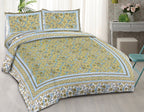 Rudra Bazaar Green 210 TC Cotton Double King Bedsheet With 2 Pillow Covers - Distacart