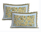 Rudra Bazaar Green 210 TC Cotton Double King Bedsheet With 2 Pillow Covers - Distacart