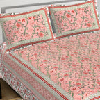 Rudra Bazaar Pink 210 TC Cotton Double King Bedsheet With 2 Pillow Covers - Distacart