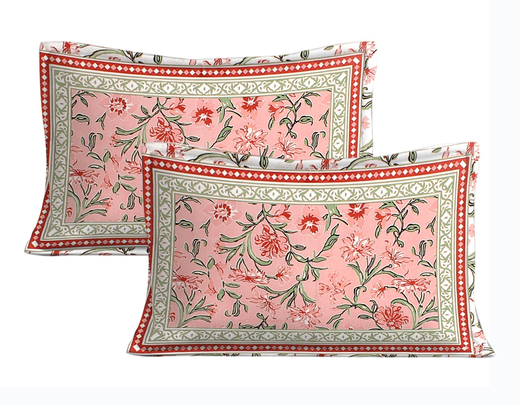 Rudra Bazaar Pink 210 TC Cotton Double King Bedsheet With 2 Pillow Covers - Distacart
