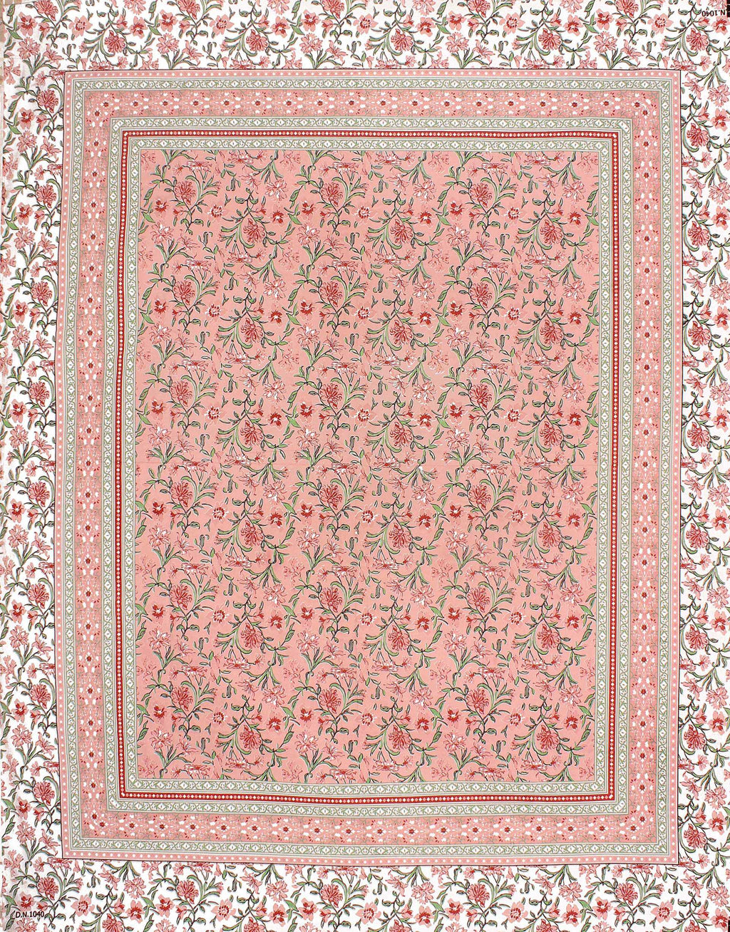 Rudra Bazaar Pink 210 TC Cotton Double King Bedsheet With 2 Pillow Covers - Distacart
