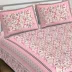 Rudra Bazaar Pink 210 TC Cotton Double King Bedsheet With 2 Pillow Covers - Distacart
