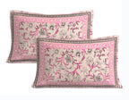 Rudra Bazaar Pink 210 TC Cotton Double King Bedsheet With 2 Pillow Covers - Distacart