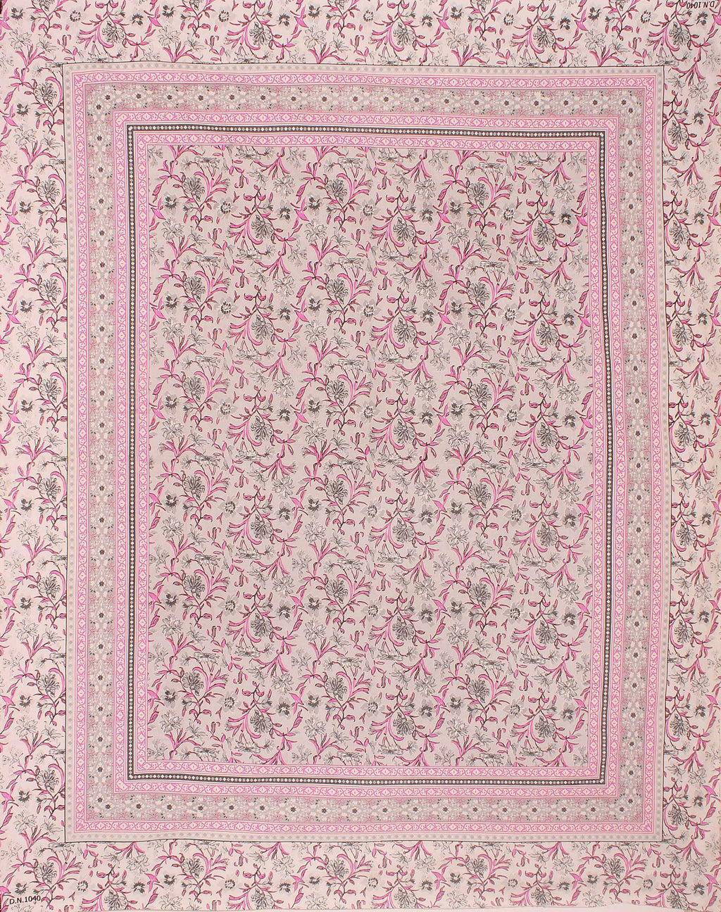 Rudra Bazaar Pink 210 TC Cotton Double King Bedsheet With 2 Pillow Covers - Distacart