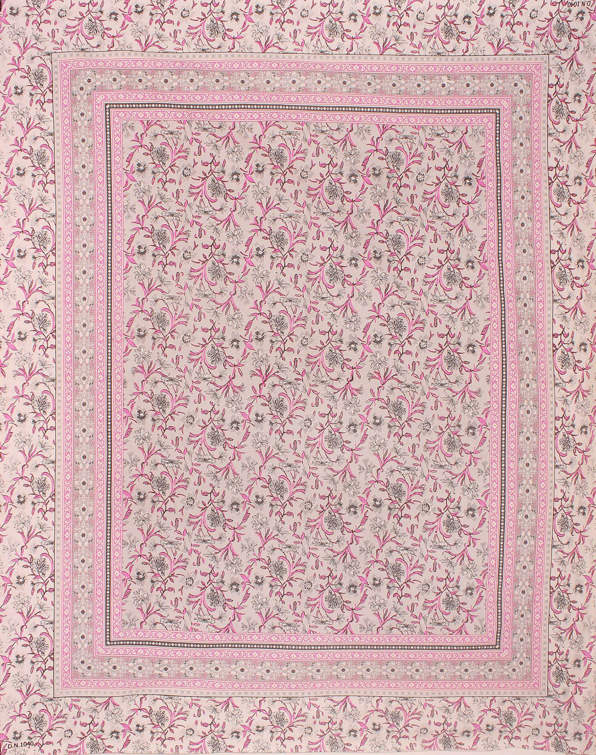 Rudra Bazaar Pink 210 TC Cotton Double King Bedsheet With 2 Pillow Covers - Distacart
