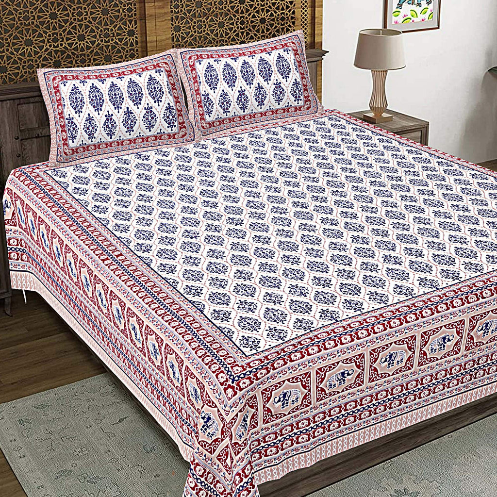 Rudra Bazaar Maroon 210 TC Cotton Double King Bedsheet With 2 Pillow Covers - Distacart