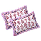 Rudra Bazaar Purple 210 TC Cotton Double King Bedsheet With 2 Pillow Covers - Distacart