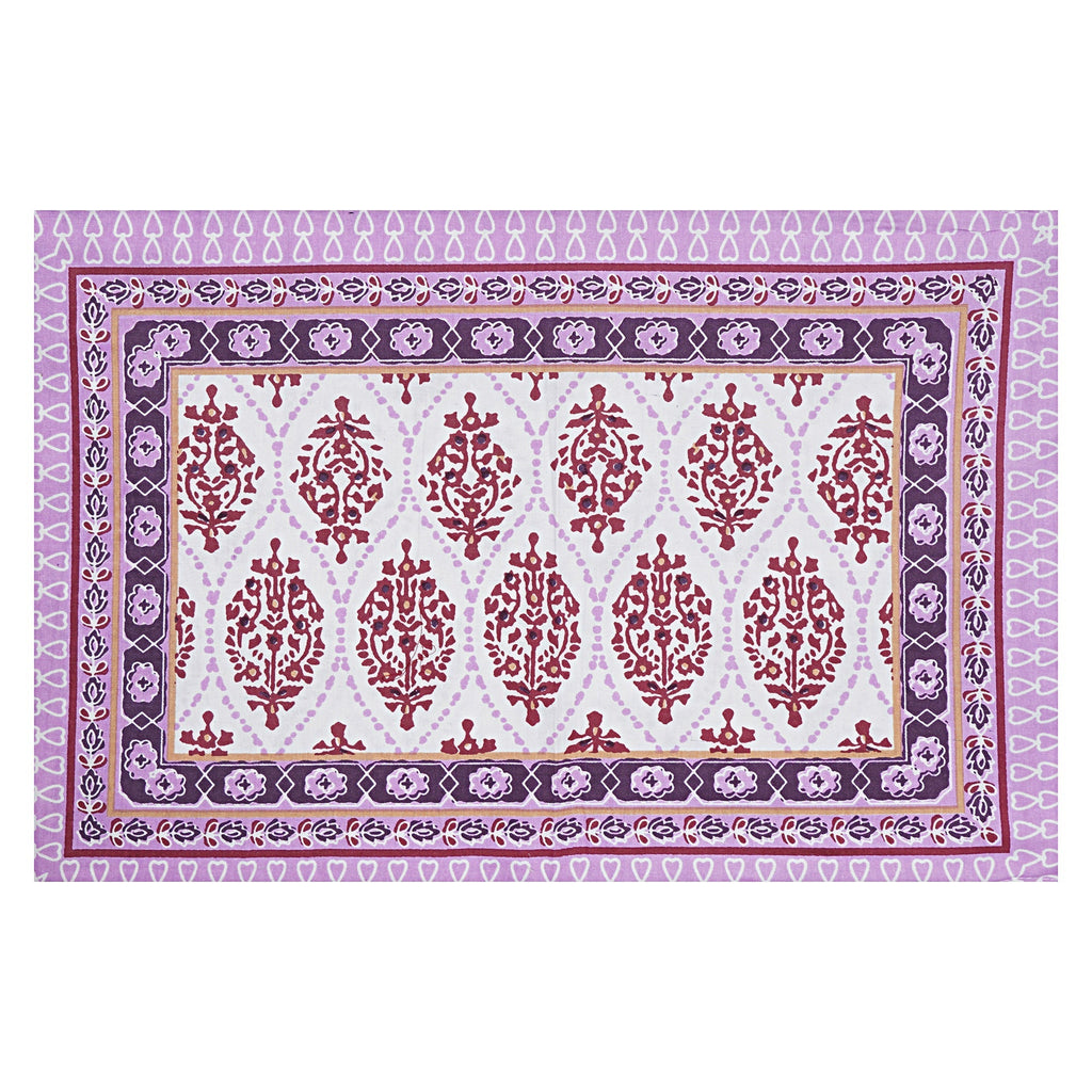 Rudra Bazaar Purple 210 TC Cotton Double King Bedsheet With 2 Pillow Covers - Distacart