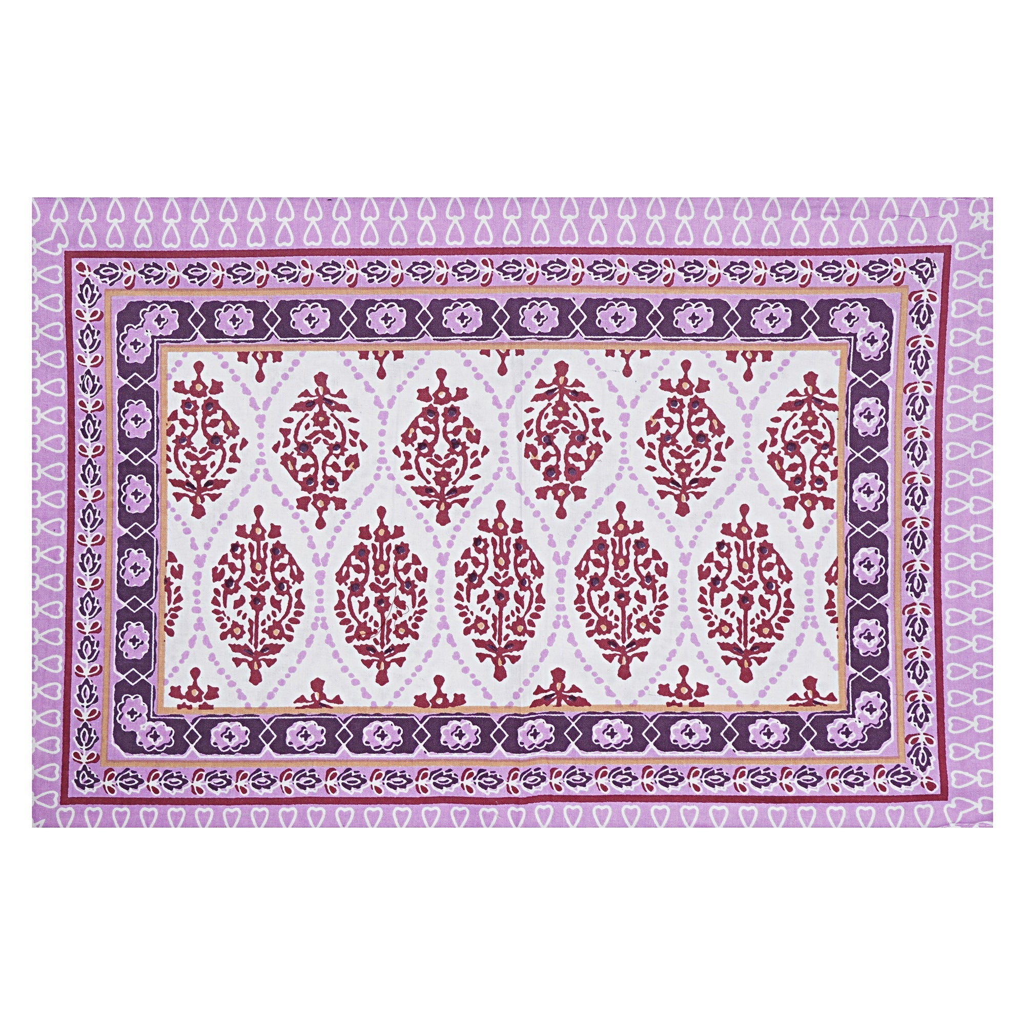 Rudra Bazaar Purple 210 TC Cotton Double King Bedsheet With 2 Pillow Covers - Distacart