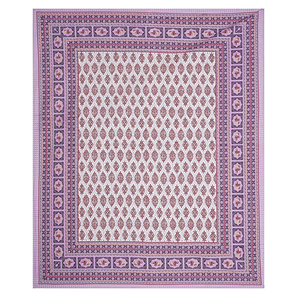 Rudra Bazaar Purple 210 TC Cotton Double King Bedsheet With 2 Pillow Covers - Distacart