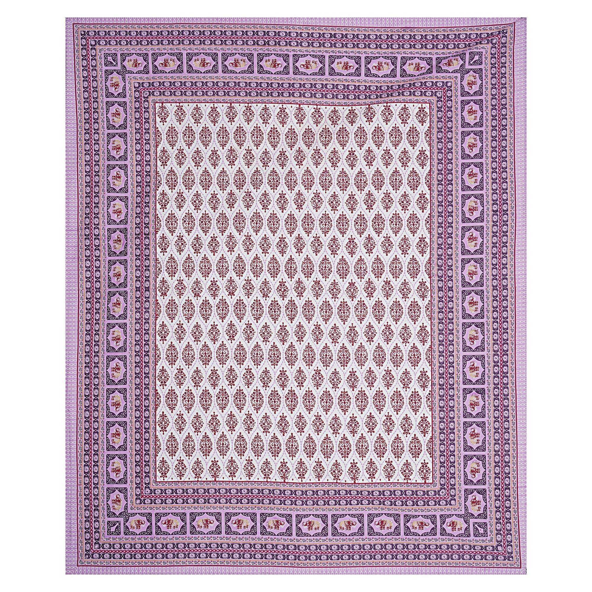 Rudra Bazaar Purple 210 TC Cotton Double King Bedsheet With 2 Pillow Covers - Distacart