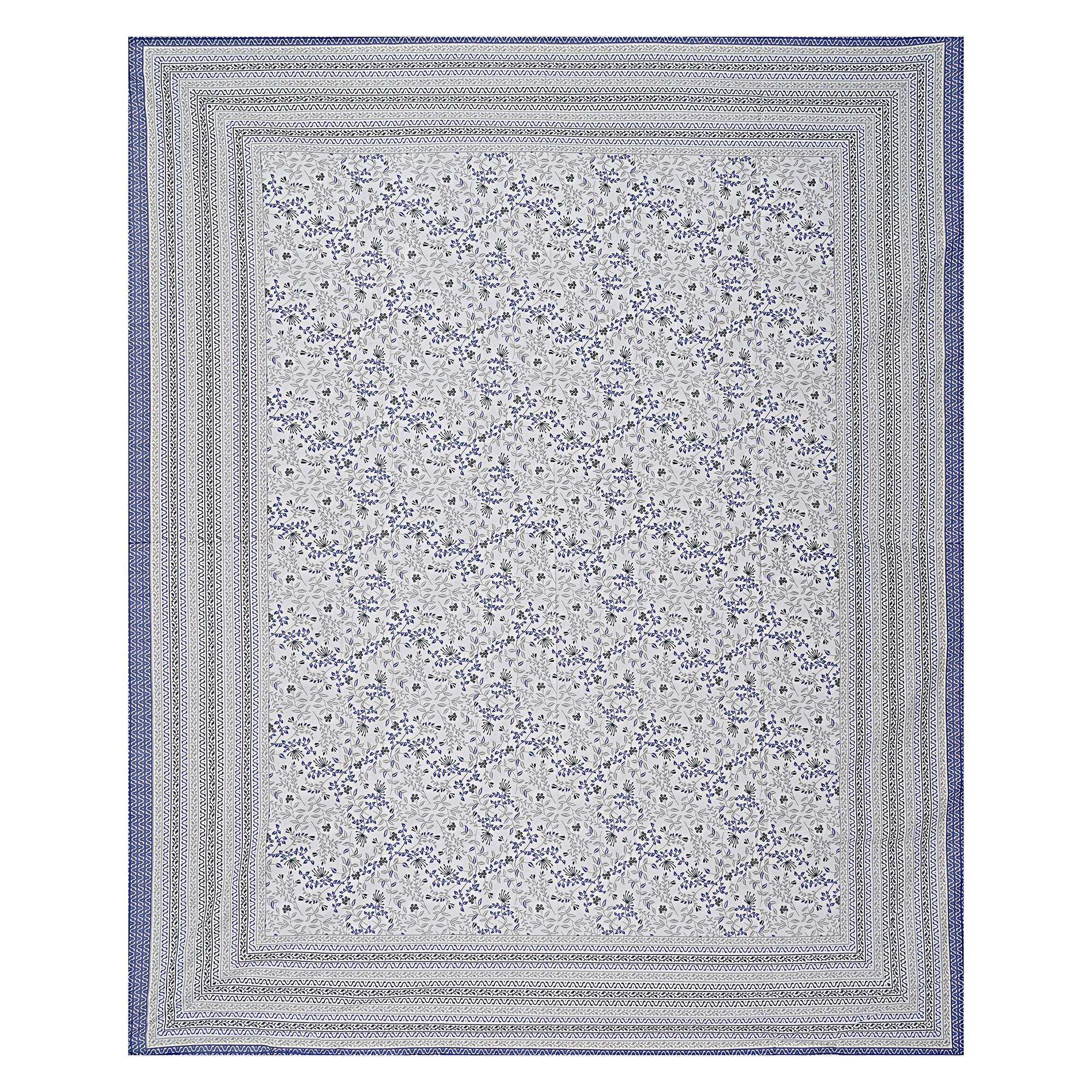 Rudra Bazaar Blue 210 TC Cotton Double King Bedsheet With 2 Pillow Covers - Distacart