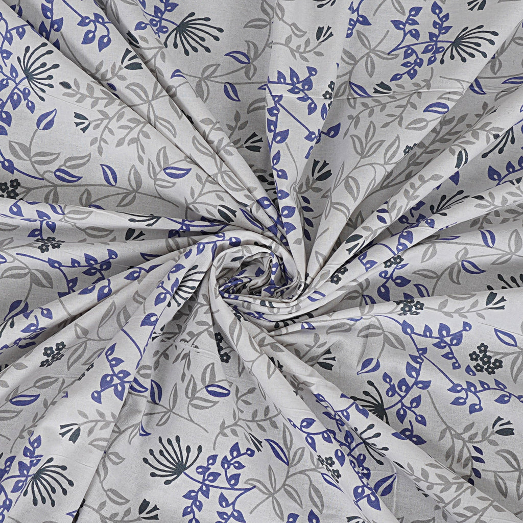 Rudra Bazaar Blue 210 TC Cotton Double King Bedsheet With 2 Pillow Covers - Distacart