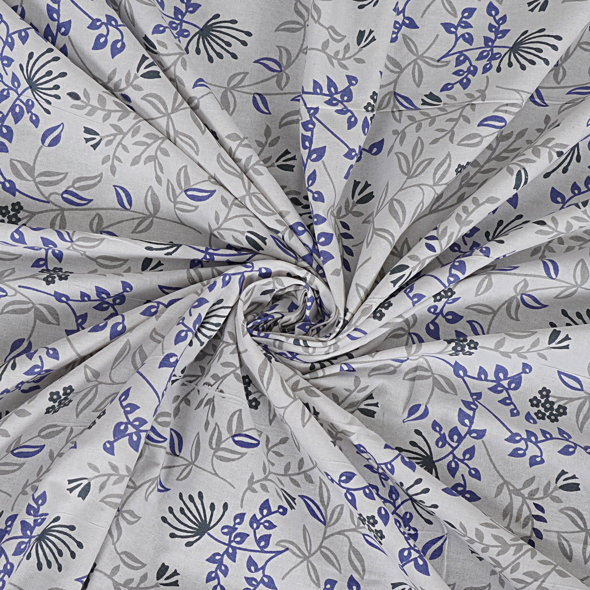 Rudra Bazaar Blue 210 TC Cotton Double King Bedsheet With 2 Pillow Covers - Distacart