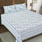Rudra Bazaar Green 210 TC Cotton Double King Bedsheet With 2 Pillow Covers - Distacart
