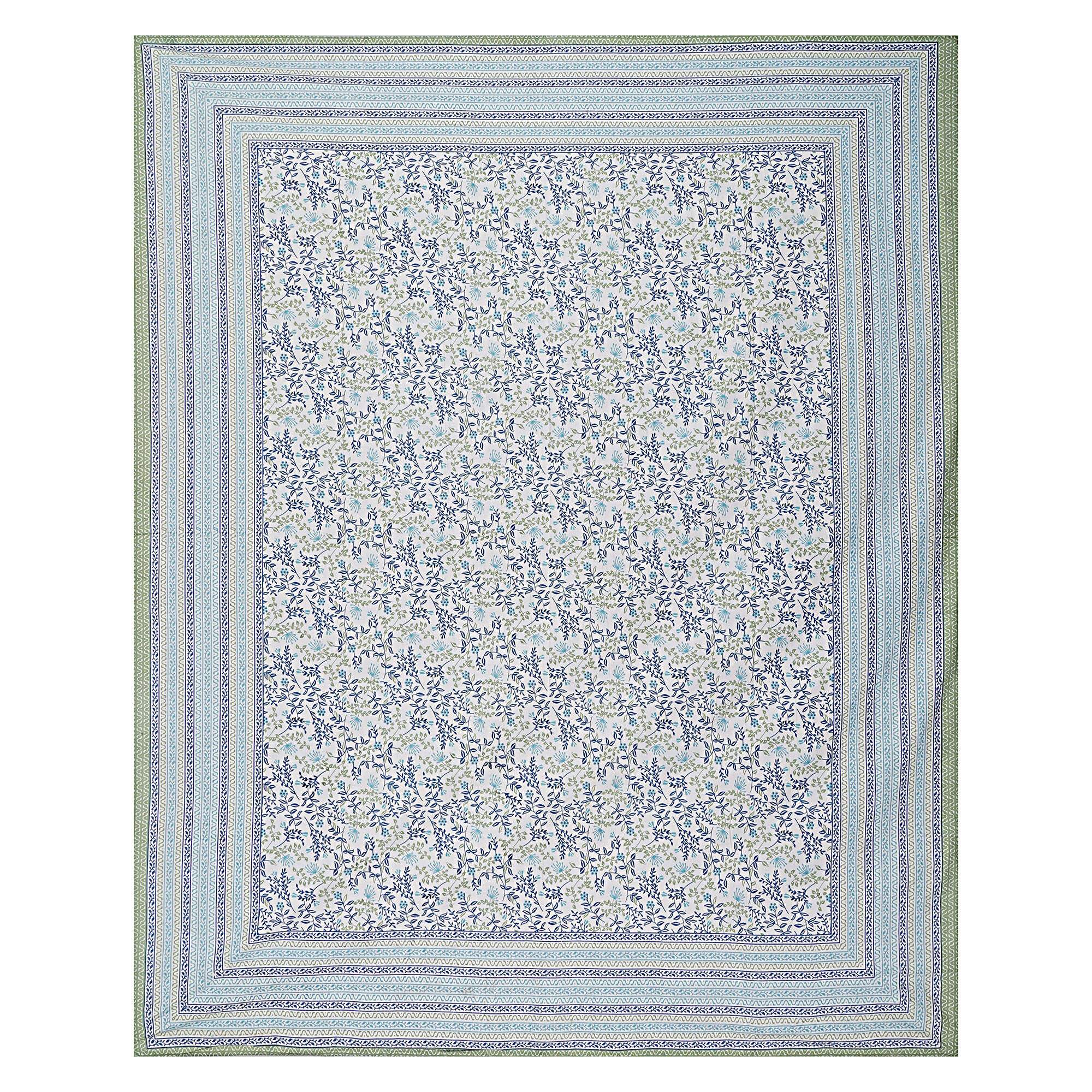 Rudra Bazaar Green 210 TC Cotton Double King Bedsheet With 2 Pillow Covers - Distacart
