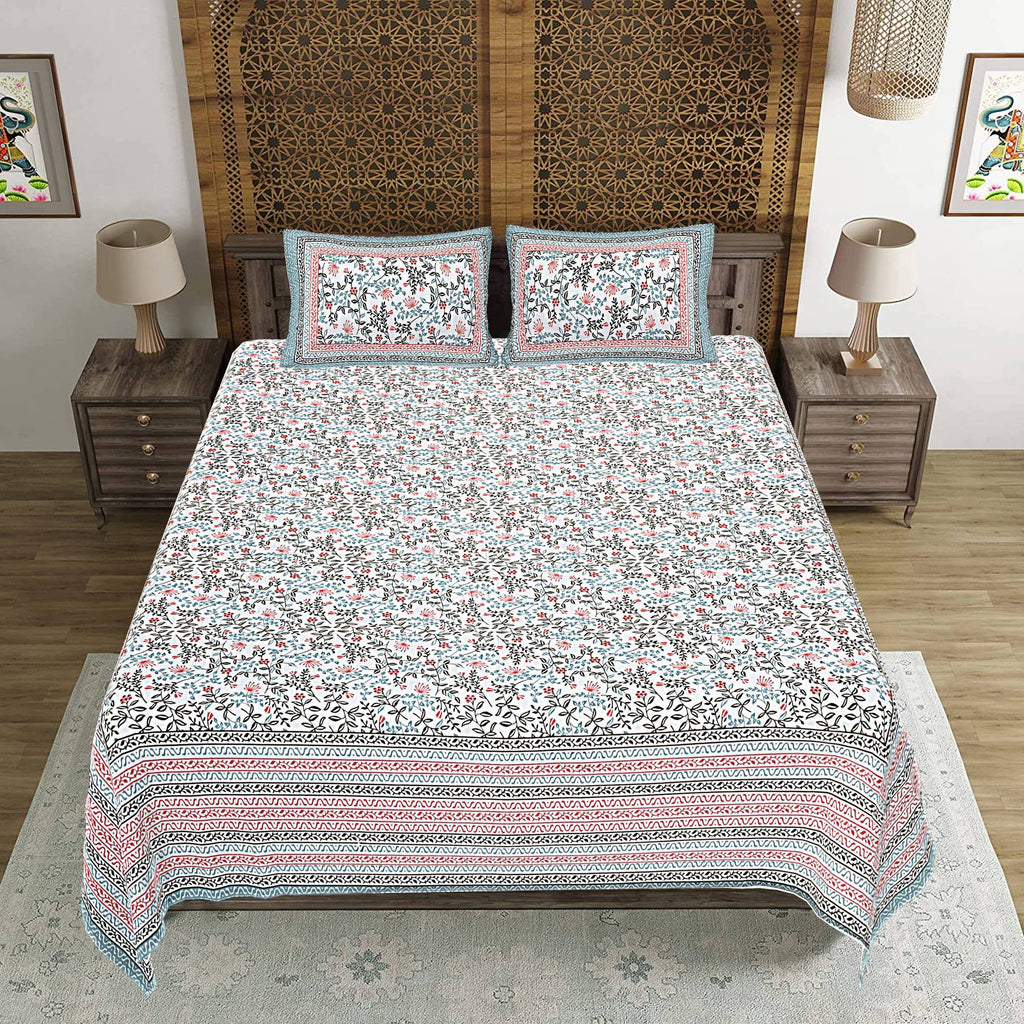 Rudra Bazaar Grey 210 TC Cotton Double King Bedsheet With 2 Pillow Covers - Distacart
