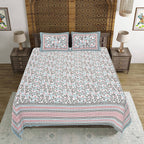 Rudra Bazaar Grey 210 TC Cotton Double King Bedsheet With 2 Pillow Covers - Distacart