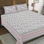 Rudra Bazaar Grey 210 TC Cotton Double King Bedsheet With 2 Pillow Covers - Distacart