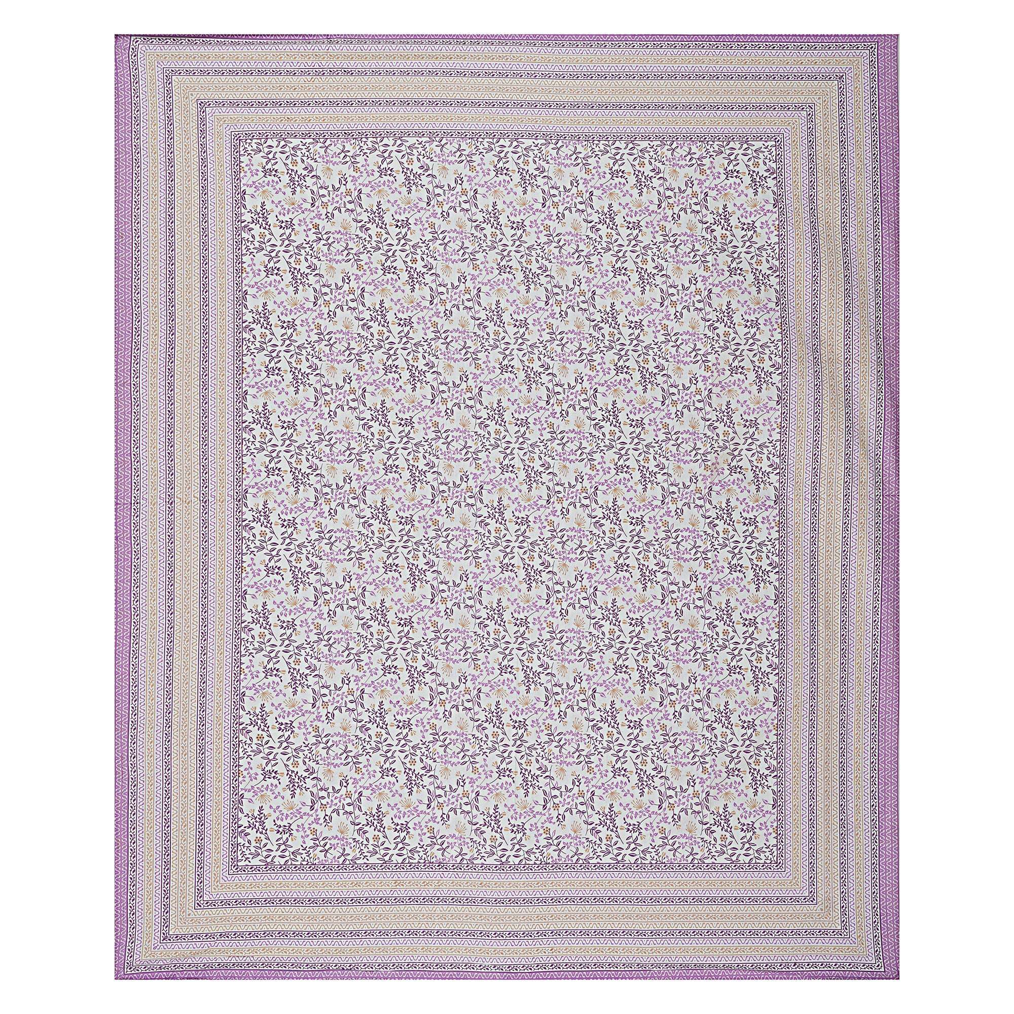 Rudra Bazaar Purple 210 TC Cotton Double King Bedsheet With 2 Pillow Covers - Distacart