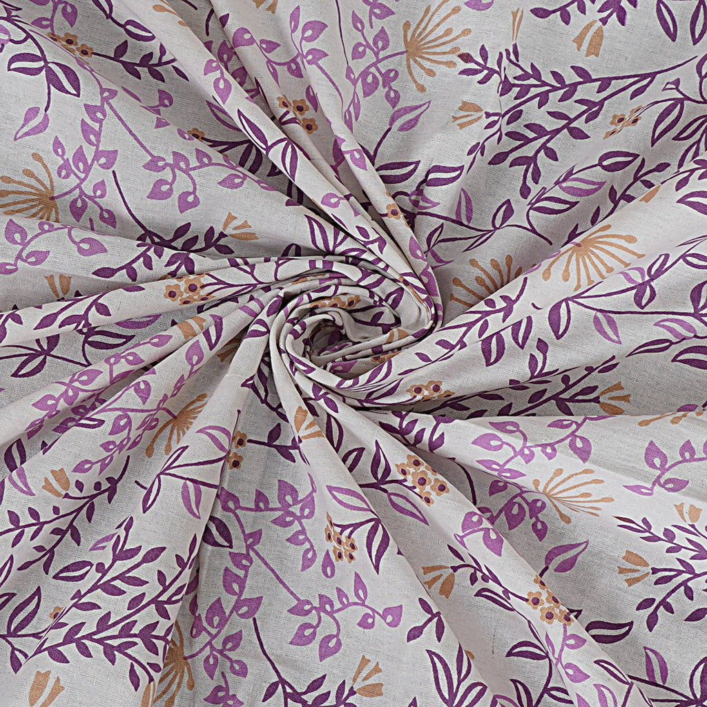 Rudra Bazaar Purple 210 TC Cotton Double King Bedsheet With 2 Pillow Covers - Distacart