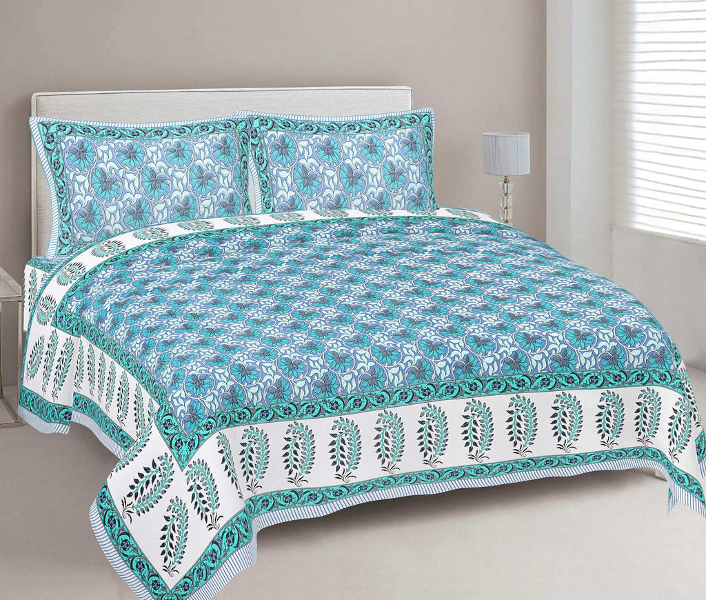 Rudra Bazaar Multi 210 TC Cotton Double King Bedsheet With 2 Pillow Covers - Distacart