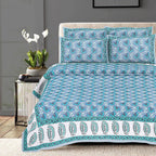 Rudra Bazaar Multi 210 TC Cotton Double King Bedsheet With 2 Pillow Covers - Distacart