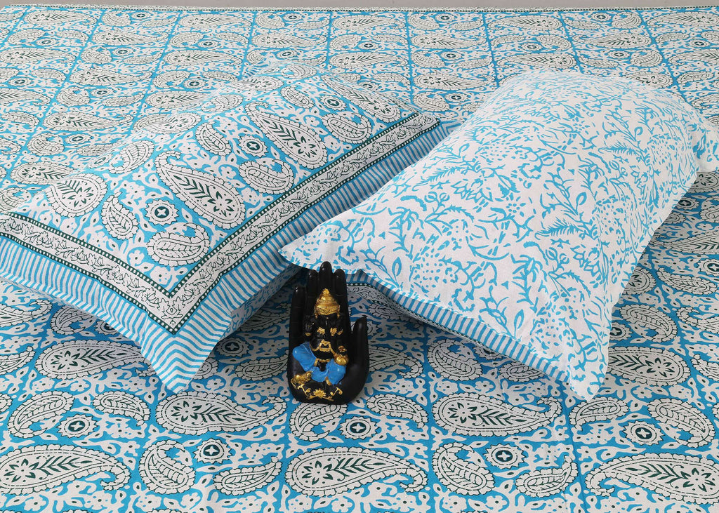 Rudra Bazaar Multi 210 TC Cotton Double King Bedsheet With 2 Pillow Covers - Distacart