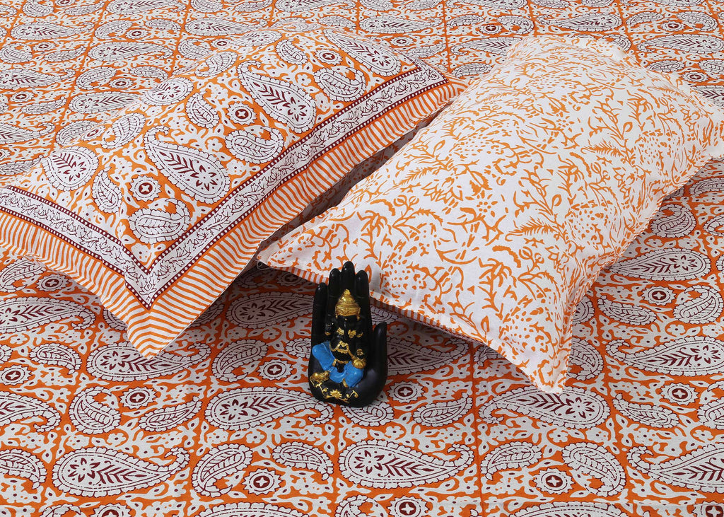 Rudra Bazaar Multi 210 TC Cotton Double King Bedsheet With 2 Pillow Covers - Distacart
