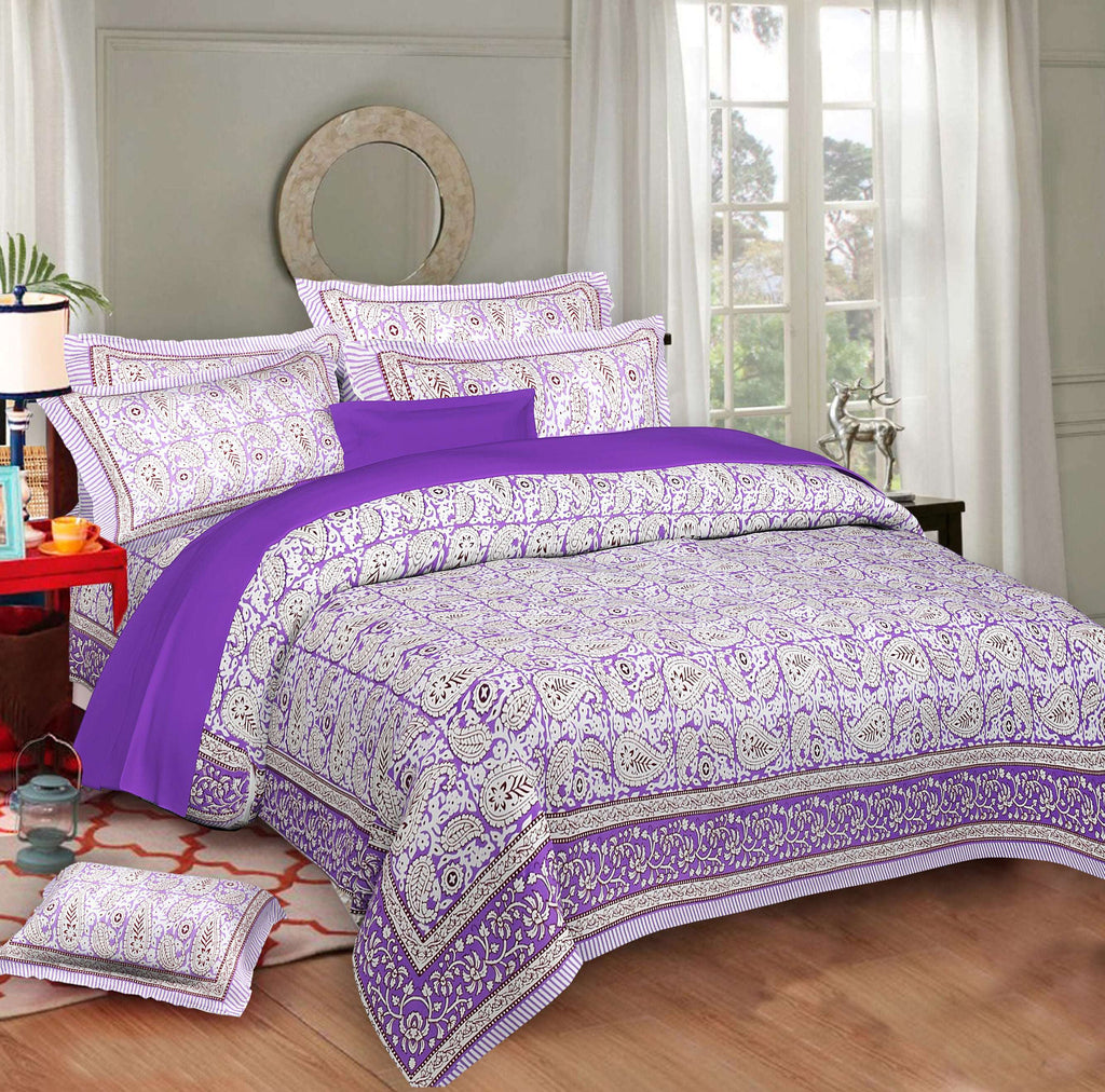Rudra Bazaar Multi 210 TC Cotton Double King Bedsheet With 2 Pillow Covers - Distacart