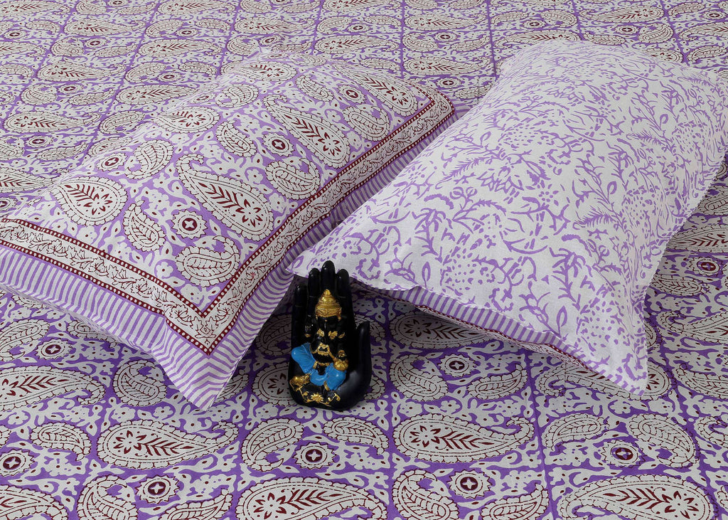 Rudra Bazaar Multi 210 TC Cotton Double King Bedsheet With 2 Pillow Covers - Distacart