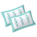 Rudra Bazaar Sea Green 210 TC Cotton Double King Bedsheet With 2 Pillow Covers - Distacart