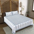 Rudra Bazaar Grey 210 TC Cotton Double King Bedsheet With 2 Pillow Covers - Distacart