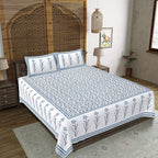 Rudra Bazaar Grey 210 TC Cotton Double King Bedsheet With 2 Pillow Covers - Distacart