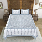 Rudra Bazaar Grey 210 TC Cotton Double King Bedsheet With 2 Pillow Covers - Distacart